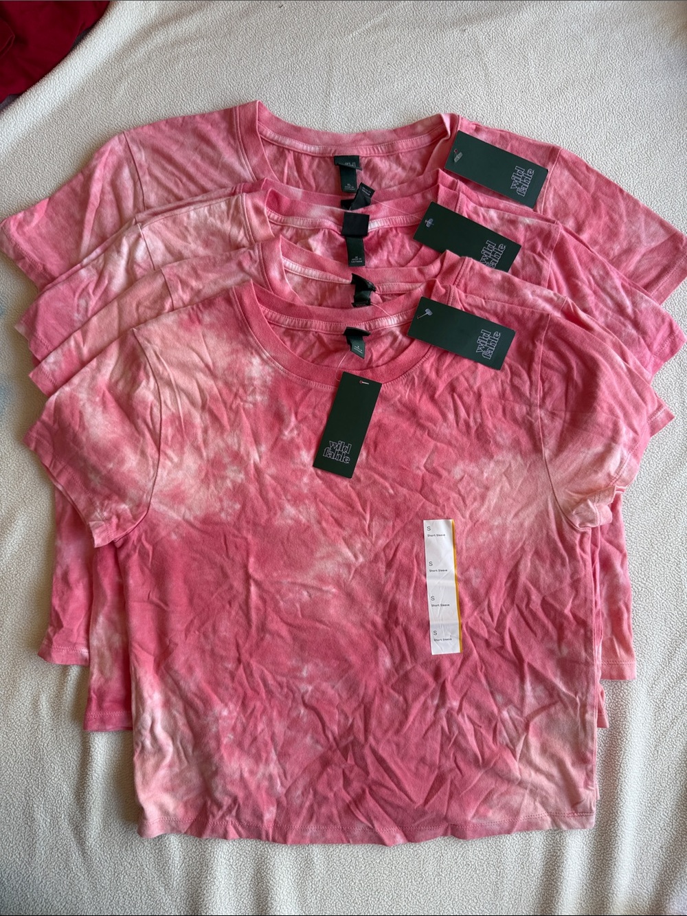 NWT Wild Fable Tie-Dye Pink Crewneck Tee - Set of 5 different sizes bundle